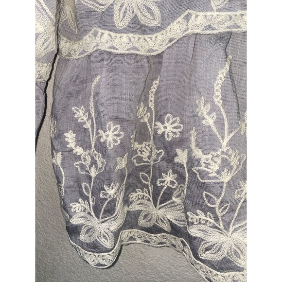 Moon River Boho Peasant floral Blouse Balloon Sleeve Embroidery M Praire lagen - Picture 7 of 9